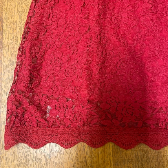 Elegant Red 3/4 Sleeve Crew Neck A-Line Dress - Picture 2 of 9